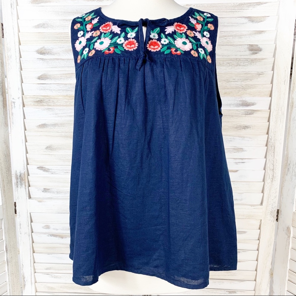 J. Crew |  Floral Embroidered Sleeveless Top
